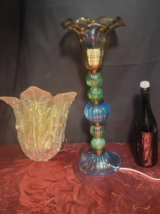 Table lamp (2) - Murano glass - Lamp + Murano wall sconce