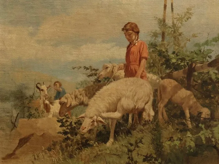 Stefano Bruzzi (1835-1911) - Pastore presso la sorgente dei damoni