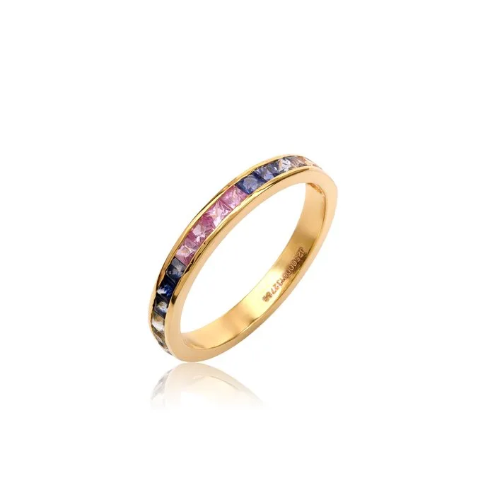 Eternity ring - 14 kt. Yellow gold - 1.10ct. tw. Sapphire - Engagement Band