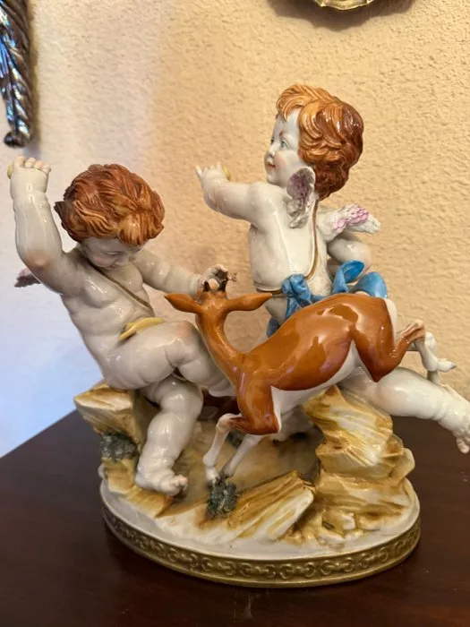 Algora - Figure - Ángeles con cervatillo - Porcelain