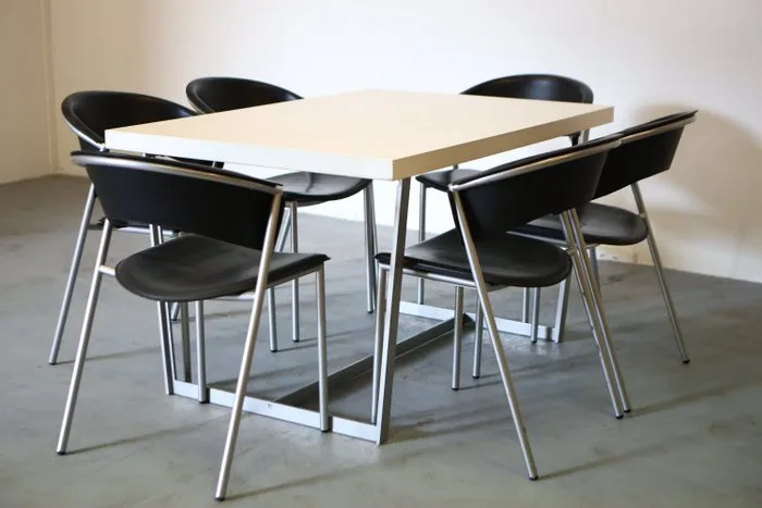 Calligaris - Seating group (7) - Harada - Leather, Metal - Dining set