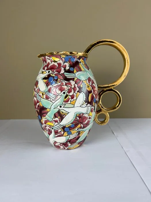 Boch Frères - Charles Catteau - Vase - Stylized Birds - Earthenware - Three-handle vase