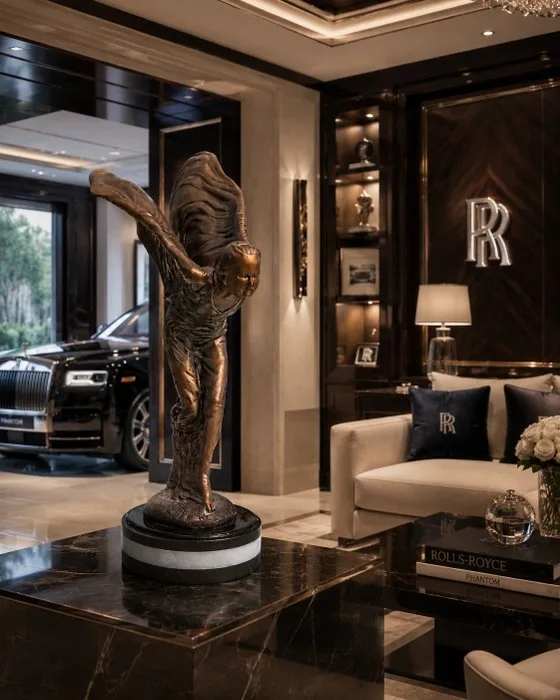 Mascot - "Emily", "Silver Lady" rolls royce 65 cm - bronze marble