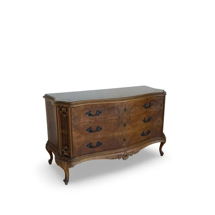 Chest of drawers - Wood, Brass, Glass, Walnut, Burr walnut, Mahogany