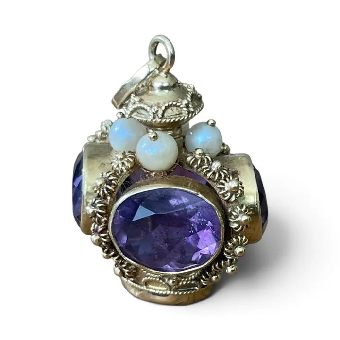 Pendant - 18 kt. Yellow gold - 2.50ct. tw. Amethyst - Pearl