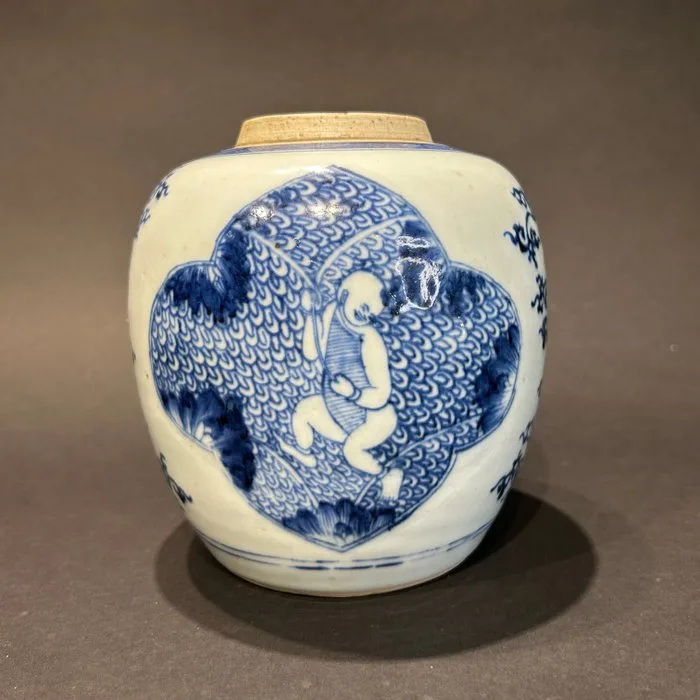 Lidded vase - Porcelain - China - Kangxi (1662-1722) - Kangxi crazy lid vase