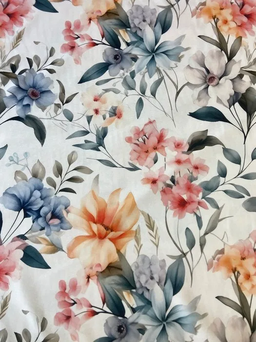 1702★ Watercolor floral print fabric in an elegant and romantic style Oeko-Tex - Textile - 400 cm - 280 cm - OEKO-TEX Standard 100