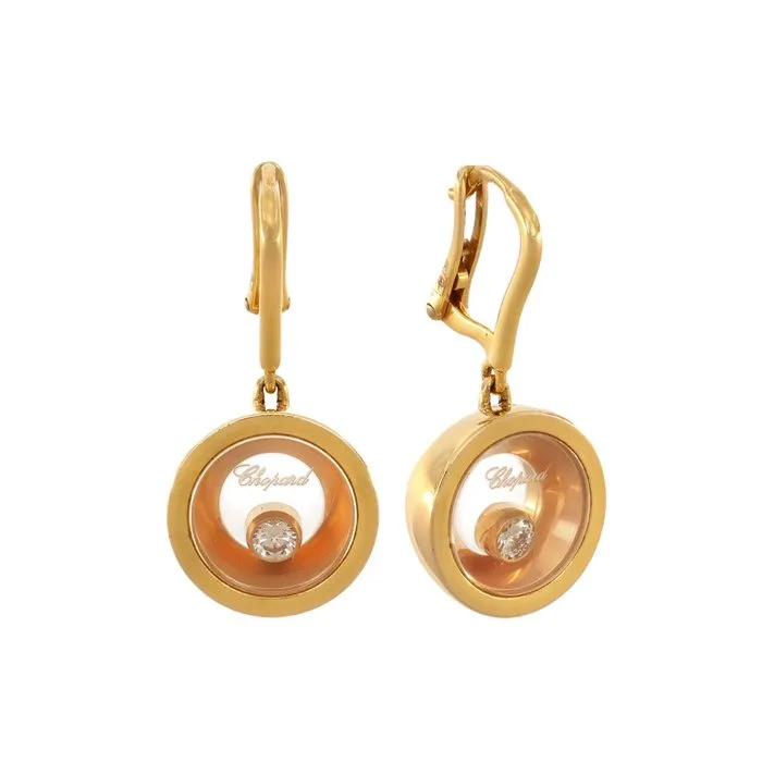 Chopard - Earrings - Happy Diamonds - 18 kt. Yellow gold - 0.15ct. tw. Diamond (Natural)