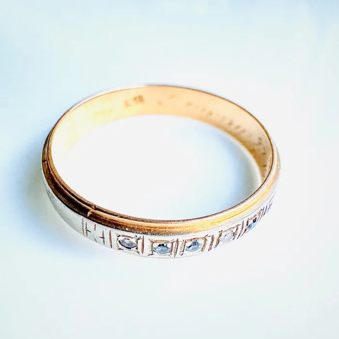 Ring - 18 kt. Yellow gold, White gold - 0.05ct. tw. Diamond (Natural)
