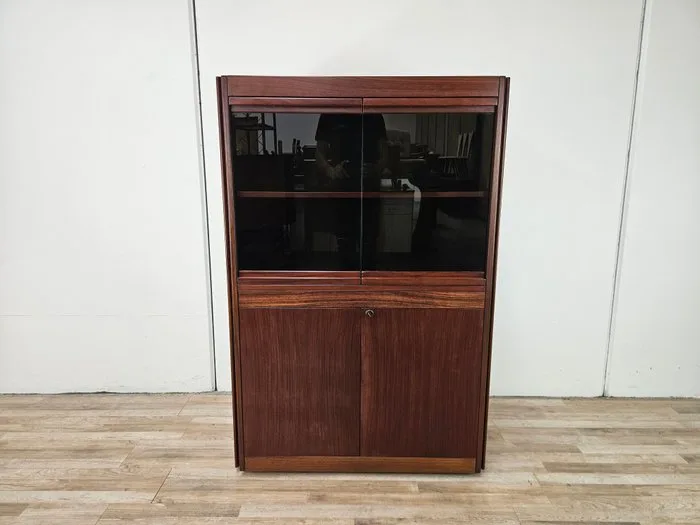 Molteni - Angelo Mangiarotti - Display cabinet - 4D display cabinet by Angelo Mangiarotti for Molteni. - Rosewood, Glass