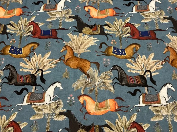 OEKO-TEX cotton with Exotic Horses and Palms – GCFabrics Animalia - Upholstery fabric - 3 m - 2.8 m