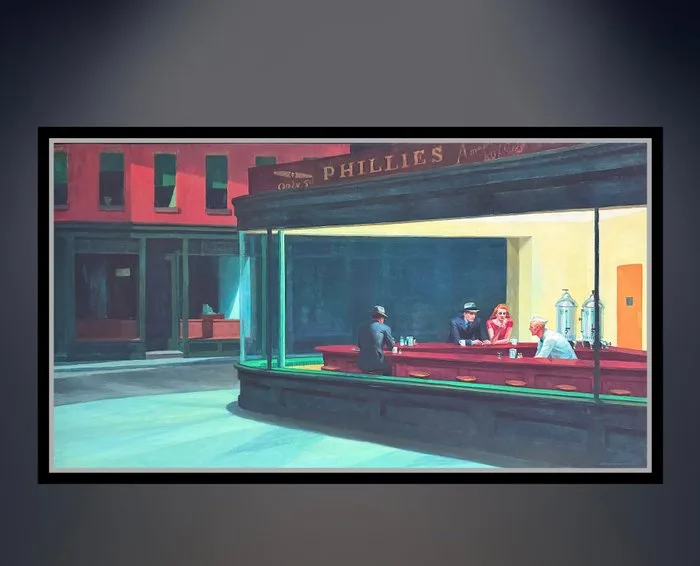 Edward Hopper - “Nighthawks, 1942”. Gesigneerd in de plaat. - 75 x 41 cm