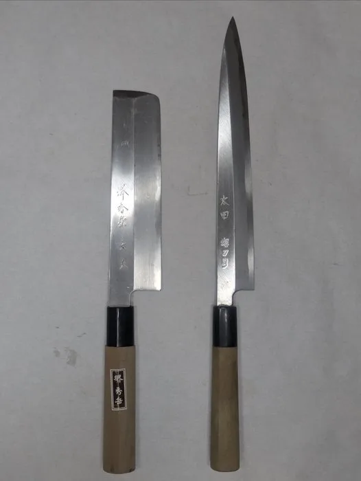 Kitchen knife - Steel, Wood - Japan - 日本製ヴィンテージ和薄刃・柳刃包丁 堺秀岳/堺刀司
