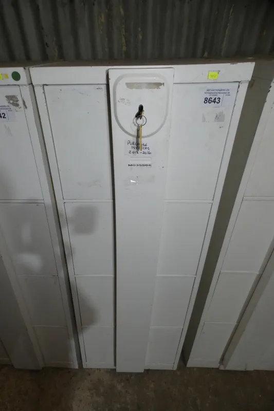 VAT 1 x White metal 4 Drawer filing cabinet with a lockable security bar