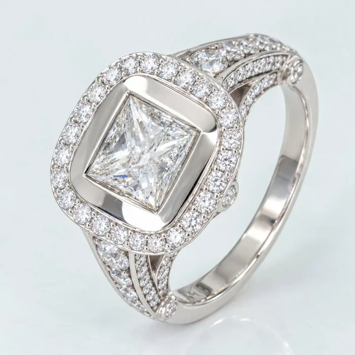 Ring - 14 kt. White gold, IGI - 3.15ct. tw. Diamond (Natural)