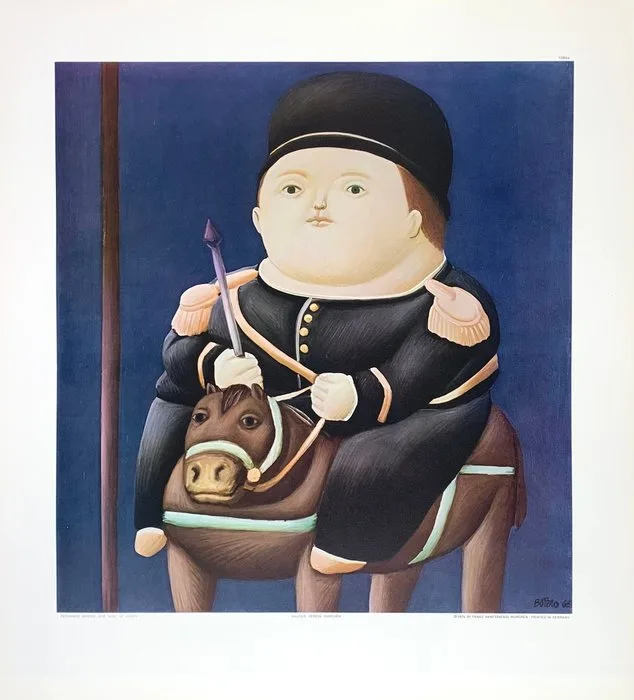 Fernando Botero (after) - St. Georg - Lichtdruck / Vintage Collotype - 55x50cm - Copyright 1975 by Franz Hanfstaengl - 1970s