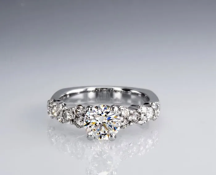 Ring - 14 kt. White gold - 1.45ct. tw. Diamond (Natural) - Diamond