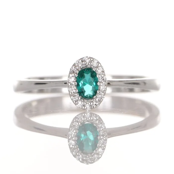 Ring - 18 kt. White gold Tourmaline - Diamond