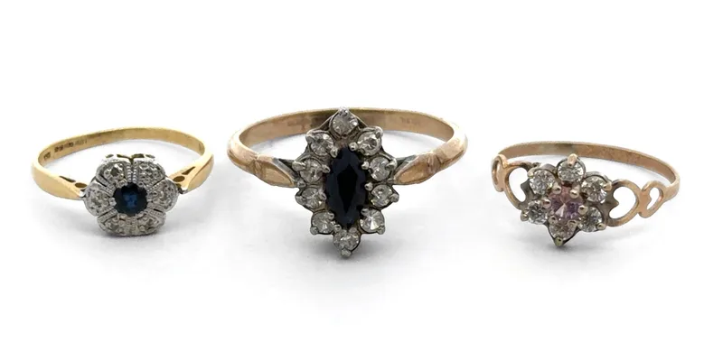 Three Gold and Gemstone Rings