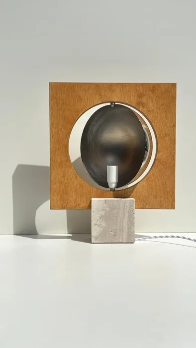 Edoardo Lietti Studio - Table lamp - Galileo 2.0 - Wood, Travertine Marble