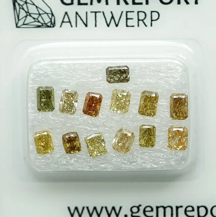 13 pcs Diamond (Natural) - 1.98 ct - Cushion - VS1, I1 - Gem Report Antwerp (GRA)