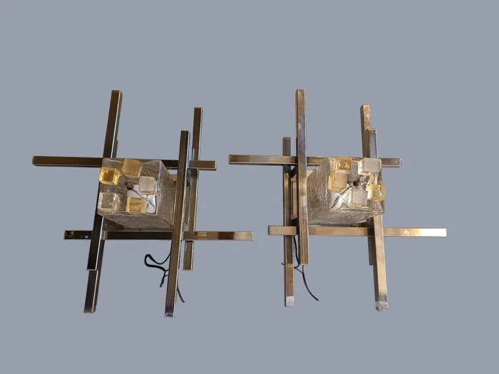 Poliarte - Albano Poli - Wall lamp (2) - Murano glass, chrome-plated