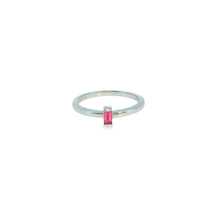 Ring - 14 kt. White gold - 0.11ct. tw. Tourmaline