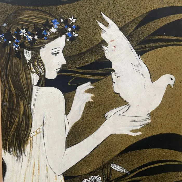 Yves Ganne (1931-2019) - La Jeune Fille à la colombe (vendu