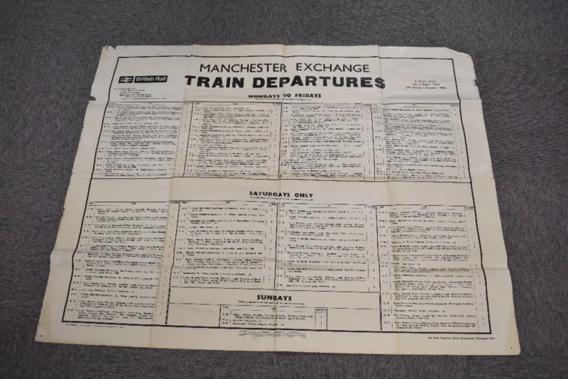 An interesting 1960s British Rail timetable poster for Manchester Exchange Station