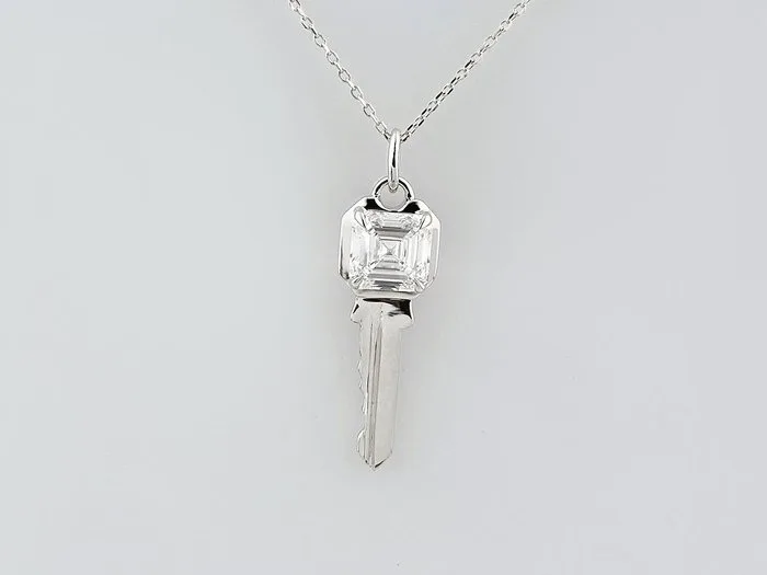 Necklace with pendant - 14 kt. White gold - 2.01ct. tw. Diamond (Lab-grown)