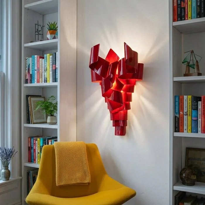 AO_Lightsculptures - Andrea Olivazzo - Wall lamp - Climbing small red - Aluminium