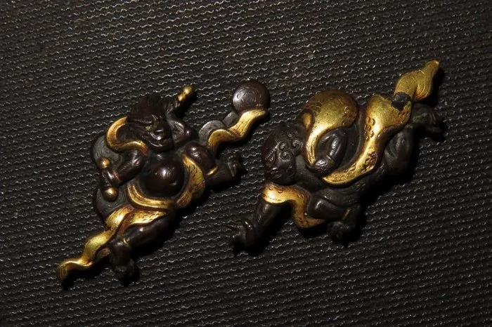 Katana - Shakudo - C6-203 Fujin & Raijin (wind god thunder god) Menuki : Yoshihisa - Japan - Edo Period (1600-1868)