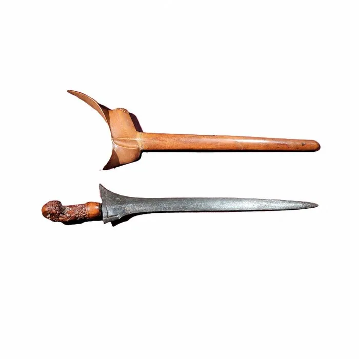 Indonesia possibly Madura. Keris (Kadutan) – Straight Blade – Figural Togogan Hilt – late 19th / Early 20th Century