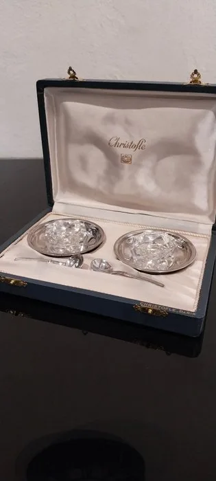 Christofle - Dish (2) - Service à caviar - Crystal, Silverplated