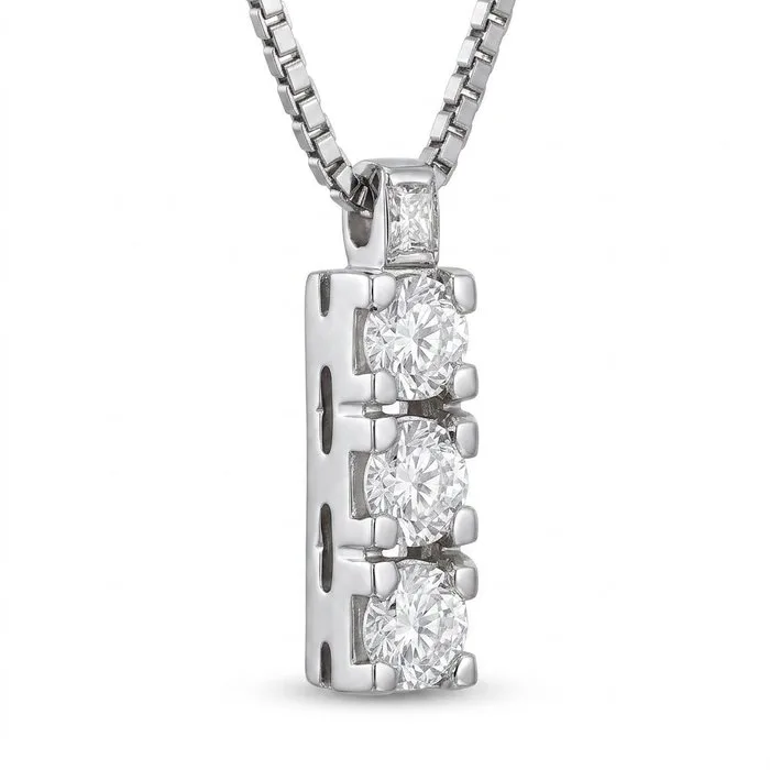 Necklace with pendant - 18 kt. White gold - 0.66ct. tw. Diamond (Natural) - Made in Italy - Handmade