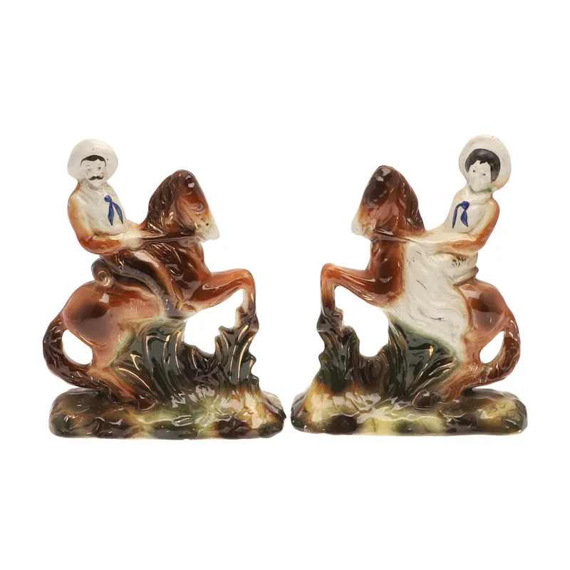 Pair of Pottery Flatback Figures