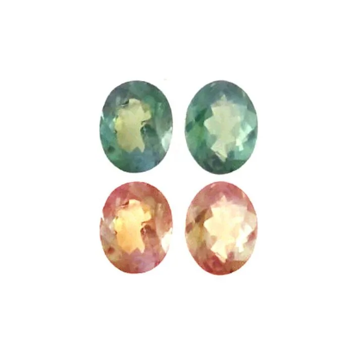 2 pcs Red, Green, Yellow Alexandrite - 0.87 ct - International Gemological Institute (IGI) - Color change Alexandrite