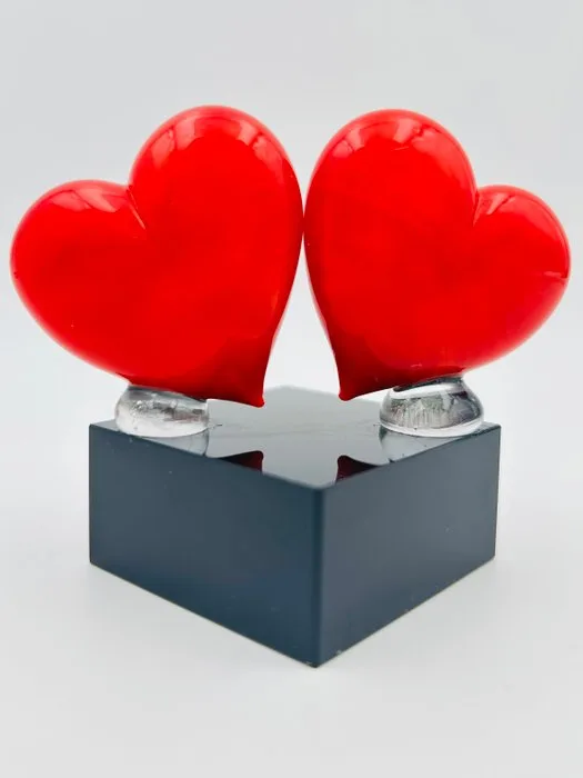 hand made Murano glass - Sculpture, Cuori love - 7 cm - Murano glass - 2026