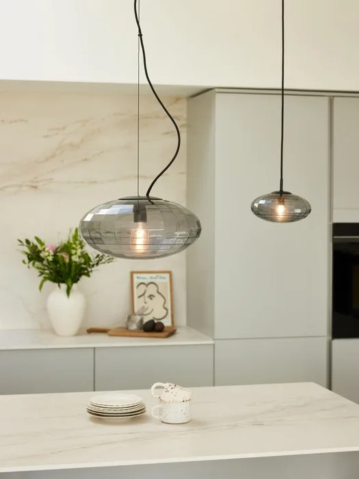 Halo Design - Emanuele Patton & Michael Waltersdorff - Hanging lamp - Mesh Ø28 Smoke Pendant - Metal, Glass