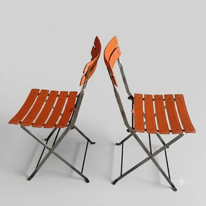 Zanotta - Marco Zanuso - Folding chair (2) - Celestina - Steel, leather - foldables