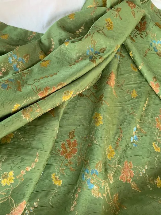 Green San Leucio fabric - Made in Italy - Upholstery fabric - 300 cm - 300 cm