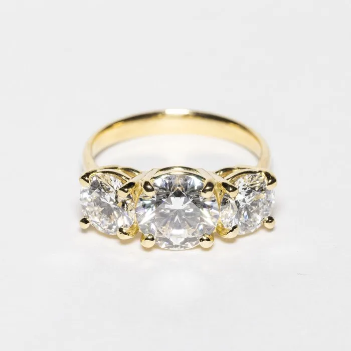 Statement ring - 18 kt. Yellow gold - 4.27ct. tw. Diamond (Lab-grown) - Diamond - D VS1 /VS2 IDEAL