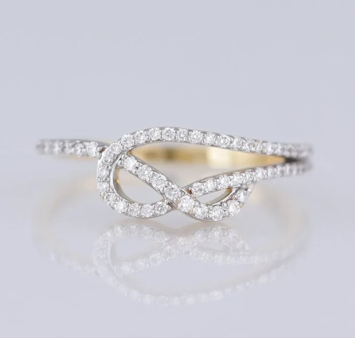 Ring - 18 kt. Yellow gold, Rhodium plated - 0.24ct. tw. Diamond (Natural) - Diamond
