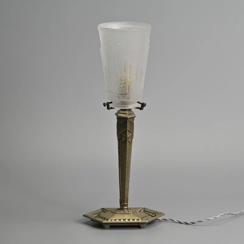 A French Art Deco Table Lamp and a Shade by Muller Bros, Circa 1930s