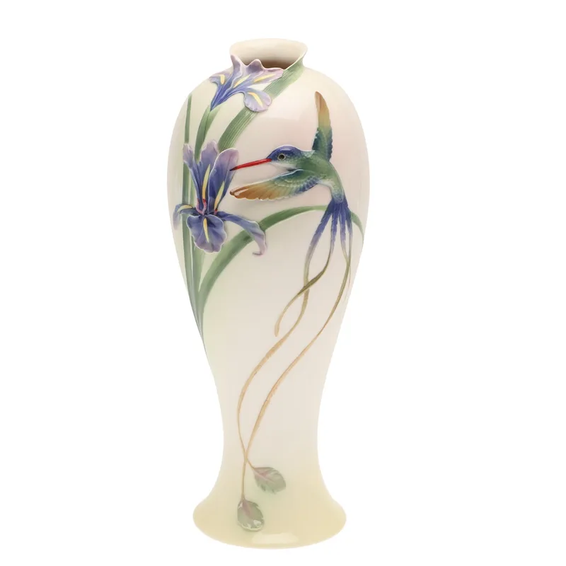 A Franz Porcelain Hummingbird Vase