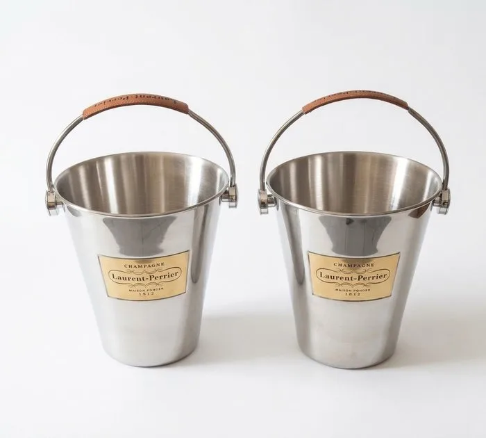 Laurent-Perrier - Laurent-Perrier - Champagne cooler (2) - Steel, Brass, Leather - New Old Stock