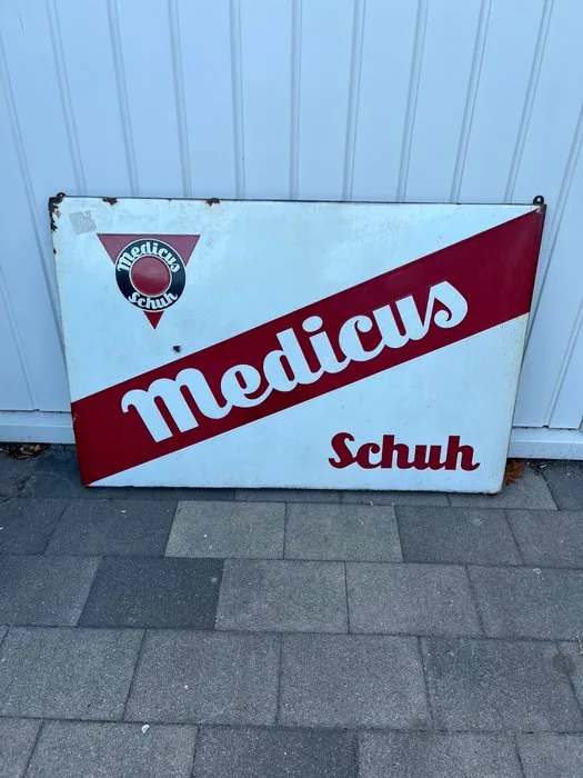 Medicus Schuh – XXL Emaille Reclamebord – Duits Schoenenmerk – Boos & Hahn Offenburg - Enamel sign - Enamel