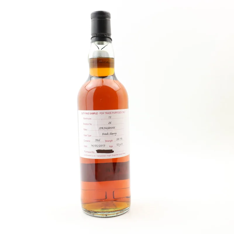 Springbank – 2013 12 Year Old Duty Paid Sample (70cl, 58.1%)