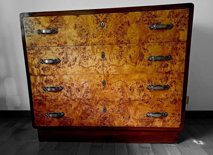 Atelier Varedo - Borsani - Chest of drawers - Birch root, Bronze - 1936 splendid veining