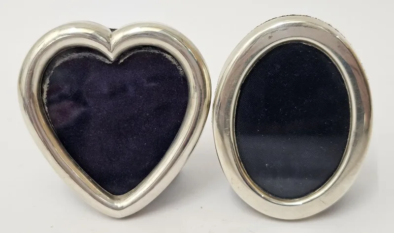 2 Hallmarked Silver Small Picture Frames, oval marked for Sheffield 1991 approx.